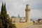 The mosque minaret in the old city town