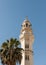 A mosque with a minaret stands in the main square  - Manger Square - in Bethlehem in Palestine