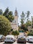 Mosque with the minaret, which are near the Mary`s Spring in old city of Jerusalem, Israel