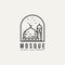 Mosque minimalist line art badge logo icon design