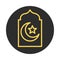 Mosque moon temple eid mubarak islamic religious celebration block and line icon