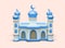 Mosque, Muslim prayer house. 3D building in cartoon style