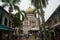 Mosque, palm trees and Arab Street Singapore