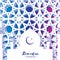 Mosque. Ramadan Kareem Greeting card with arabic arabesque Window. Crescent Moon. Space for text.
