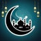 Mosque Silhouette Crescent moon backdrop evokes tranquil Ramadan ambiance