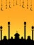 Mosque silhouette Islamic celebration banner
