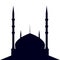 Mosque silhouette on white background,