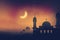 Mosque Silhoutte On Beutiful Sunset Background