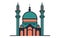 Mosque simple icon, islamic worship place, muslim symbols, vector illustration,Modern Flat Elegant Islamic Mosque Building