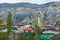 Mosque in spring in an authentic mountain village. Mosque in the center of a mountain village. Landscape and countryside of