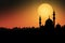 Mosque sunset sky by Generative AI