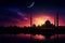 Mosque sunset sky by Generative AI