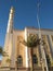 Mosque t western Riyadh, white and yellow cream colors, nice high minaret