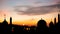Mosques Dome on Dusk Sunset Twilight Sky and Bokeh Light Background