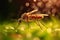 a mosquito on grass closeup photo generative AI