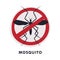 Mosquito Harmful Insect Prohibition Sign, Pest Control and Extermination Service Vector Illustration on White Background