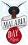 Mosquito Head, Blood Drop and Reminder Date for Malaria Day, Vector Illustration