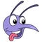 The mosquito head has a craving face and sticks out its tongue, doodle icon drawing