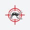 Mosquito icon red target. Insect pest control sign