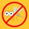 Mosquito. Red stop sign icon. Cute cartoon funny character. Insect collection. Yellow background. Flat design.