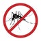 Mosquito silhouettes with prohibited sign isolated on white background