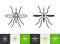 Mosquito simple bug black line insect vector icon