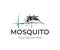 Mosquito sits on human skin with hair and follicle, logo design. Insect bloodsucking, nature, wildlife and healthcare, vector