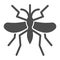 Mosquito solid icon, Insects concept, gnat and pest sign on white background, Mosquito insect icon in glyph style for