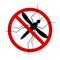 Mosquito. Symbol parasite warning sign. Silhouettes. Anti mosquitoes, insect control vector symbol. Stop and control mosquito,