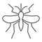 Mosquito thin line icon, Insects concept, gnat and pest sign on white background, Mosquito insect icon in outline style