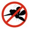 Mosquito warning prohibited cartoon sign. Anti insect