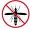 Mosquito warning sign. anti mosquitoes icon on white background. prohibition sign. stop zika virus