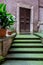 Moss-covered stairs, closed door, Rome