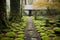 moss-covered stones amidst carefully raked gravel