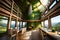 moss-covered treehouse interior with soft, diffused