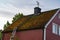 Moss covers roof tiles on house in Sweden