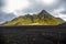 Moss mountain and ash black desert in central Iceland Landmannalaugar trail