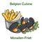 Mosselen-friet. Belgian Moules frites on white background