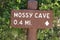 Mossy Cave Falls Sign in Bryce Canyon National Park. Utah