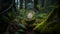 Mossy Glow: A Lightbulb Illuminates a Verdant Forest Floor, Made with Generative AI