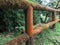 Mossy wooden balustrade