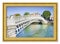 The most famous bridge in Dublin called `Half penny bridge` due to the toll charged for the passage - Wooden golden frame concep