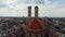 Most famous church in Munich - the Frauenkirche Cathedral in the historic district - aerial view