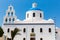 The most famous church on Santorini Island,Crete, Greece. Bell tower and cupolas of classical orthodox Greek church