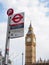 The most famous London landmark Big Ben with the unique London underground sign