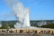 The most famous Old Faithful geyser eruption at Yellowstone