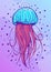 Most jellyfish posterin the style of pastel goth. The inhabitants of the deep sea