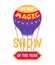 Most magic show of year label web circus balloon, concept celebration holiday icon flat vector illustration, isolated on