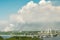 The most polluted city in Russia is Cherepovets. Smoke from the pipes smog clouds over the city. View from the height