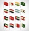 Most popular Asia flags set
